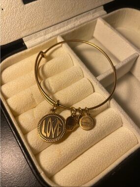 Alex and Ani Gold-tone 'LOVE' Charm Bangle Bracelet